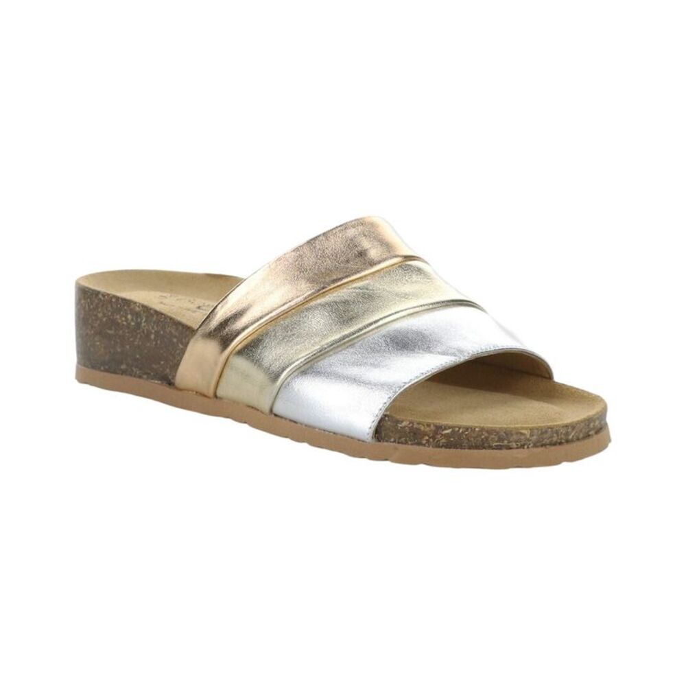 Bos. & Co. Libby Leather Wedge Sandal, Grey